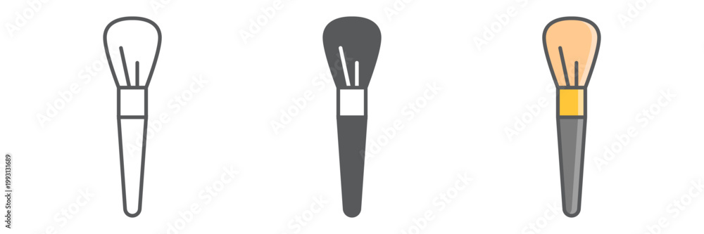 Fototapeta premium Powder brush line icon, accessory and cosmetic, makeup brush sign, vector graphics, a linear pattern on a white background.
