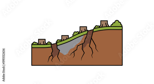 Illustration of a landslide caused by ground movement