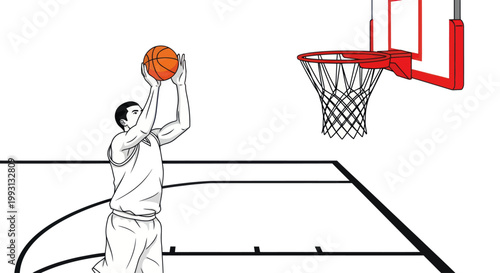 Basketball player aiming for a shot during a game.