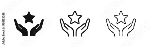 Success Star Reach Icon Set - Achievement and Dream Symbols in Solid Outline and Hand Drawn Styles