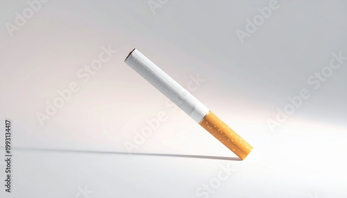 A Single, Pristine Cigarette Isolated on a Light Surface, Showcasing an Iconic Symbol of Smoking and Addiction