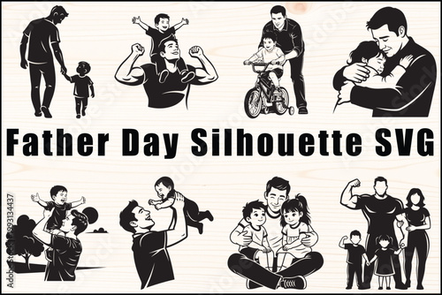 Father Day Silhouette SVG Family Love Graphics