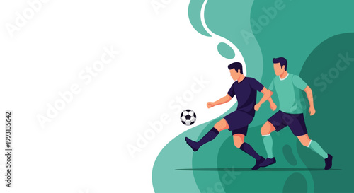World Football Day banner with two soccer players competing for the ball in flat design style