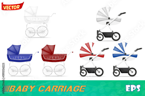 baby carriage stock set icons vector illustration