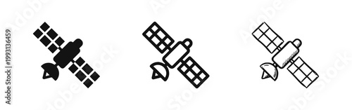 Space Satellite Icon Set for Communication Network and Global Positioning System