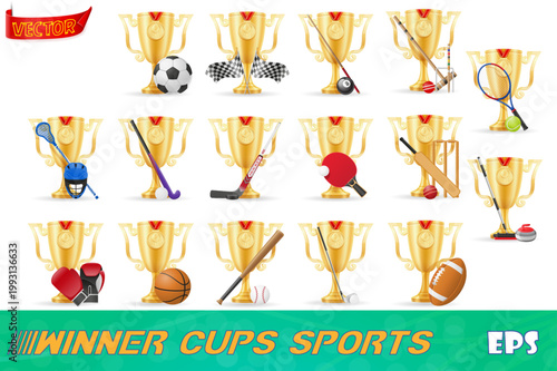 cup winner gold silver bronze stock set icons vector illustration