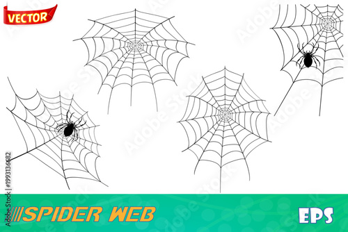 spider web stock set icons vector illustration