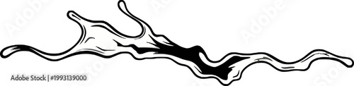 Dynamic Splash Illustration - A Detailed Black and White Water Feature.