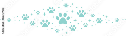 Paw banner vector flat clip art decorative illustration, border design, isolated