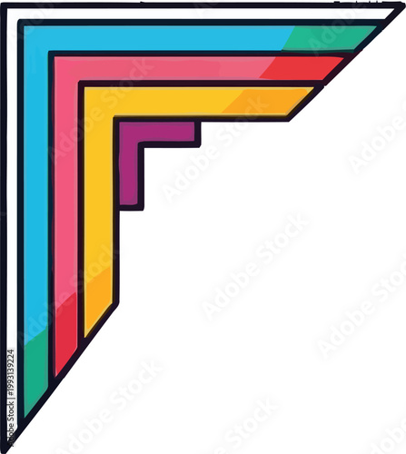 Multicolored geometric shape corner design.