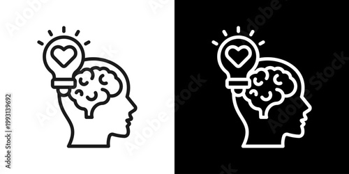 Emotional Intelligence Icon Of Line Black And White Style