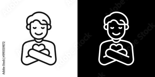 Self Acceptance Icon Of Line Black And White Style