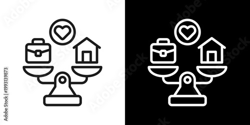 Work Life Balance Icon Of Line Black And White Style