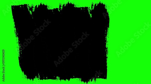Hand Painted Grunge bleck Brush Swipe Transition with Green background.for Video Reveal Effect