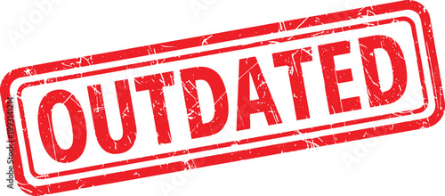 OUTDATED red rubber stamp text