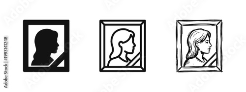 Mourning Portrait Frame Icons - Commemorative Memorial Photo Symbols