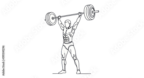 Weightlifter performing an overhead press with a barbell.