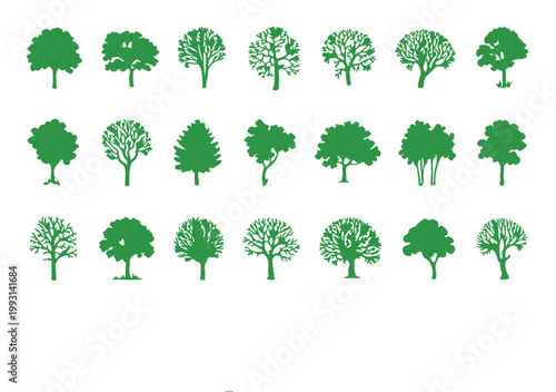Diverse Trees Silhouettes: A collection of various tree silhouettes showcases the beauty and diversity of nature's arboreal wonders, offering a versatile resource for artistic and design projects.