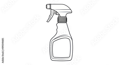 Line art of a cleaning spray bottle on a white background.