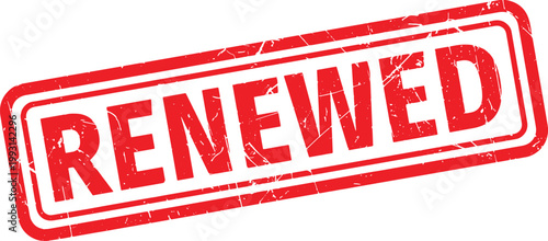 RENEWED red rubber stamp text