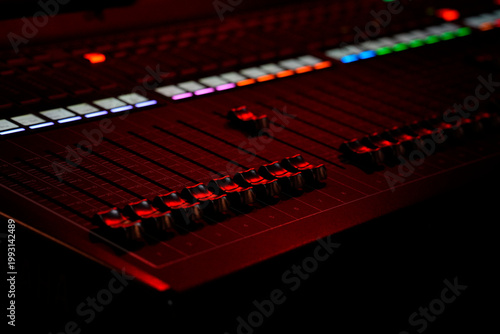 Audio Mixer sound check stage live concert instrument detail