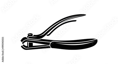 Black silhouette of a nail clipper isolated on white background