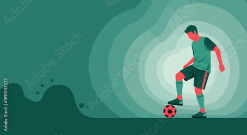 World Football Day background with soccer player controlling the ball with his foot in flat design