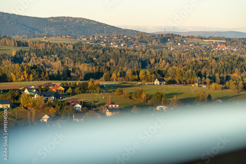 Landscape of Lesser Poland towns in mountainous terrain.