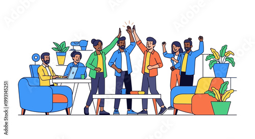 Diverse group of people celebrating together.