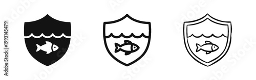 Sustainable Fishing Shield Icon for Marine Life Protection