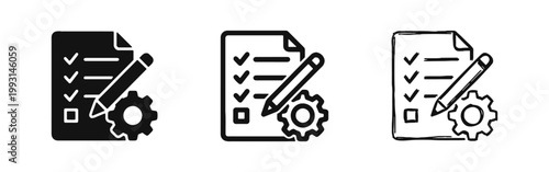 Checklist with Pencil and Settings Gear Icons