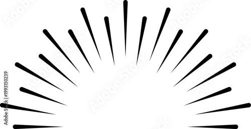 Black radial vector lines forming a sunburst pattern, creating an explosive graphic element and vintage comic style background