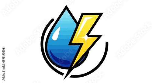 Fotografía Water droplet and lightning bolt icon for hydro energy concept