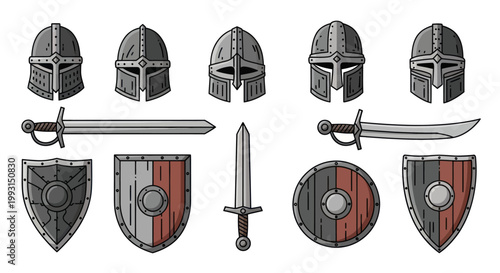 Medieval Knight Weapons and Armor Set