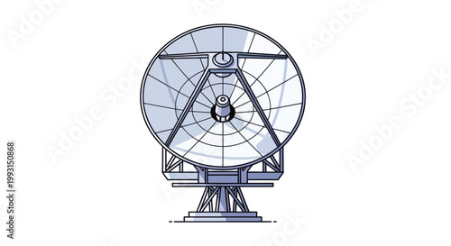 Large satellite dish antenna vector illustration for global communication