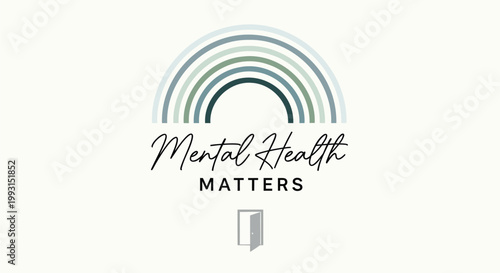 Mental health awareness logos, Mental Health Matters typography, vector icons, rainbow symbols, wellness graphics