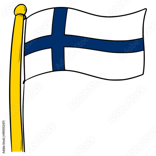 Finland flag illustration hand drawn isolated vector