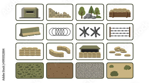 Collection of various types of wooden and metal park benches arranged in a grid for outdoor seating options