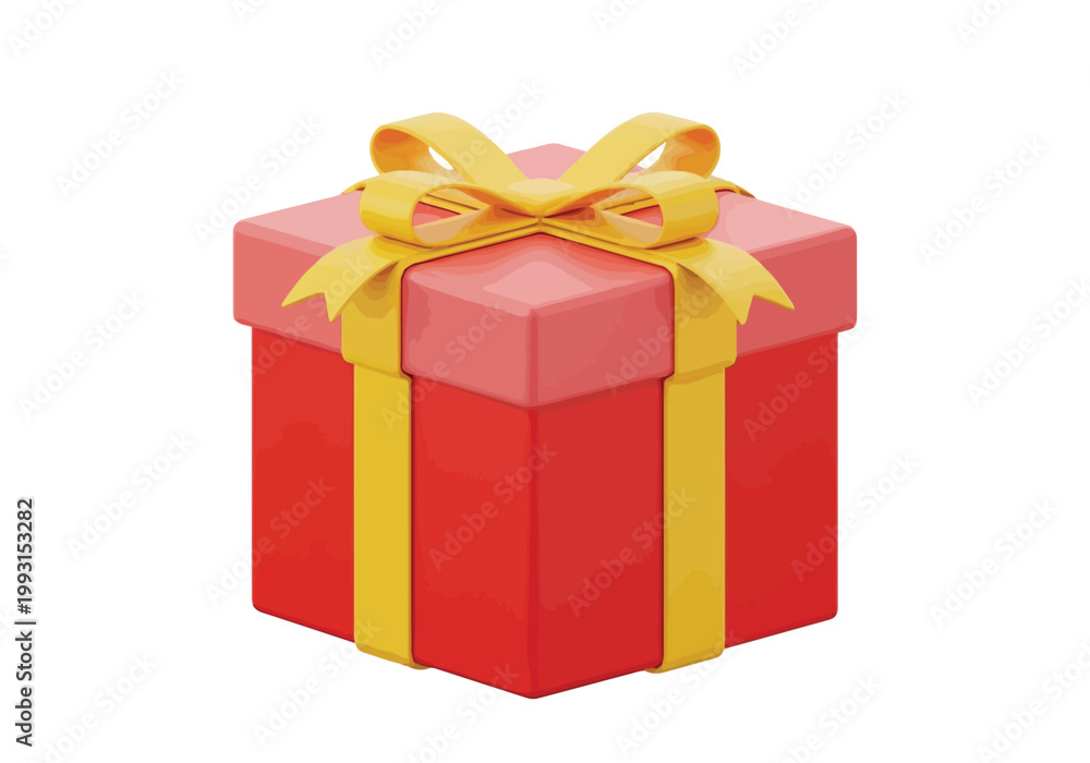 Fototapeta premium Red gift box with yellow ribbon