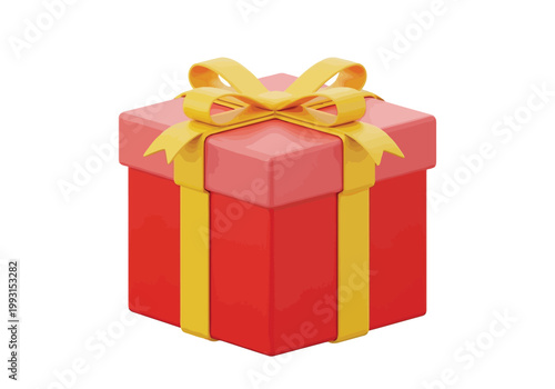 Red gift box with yellow ribbon