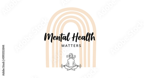 Mental health awareness, wellness, vector icon, rainbow symbol, meditation logo