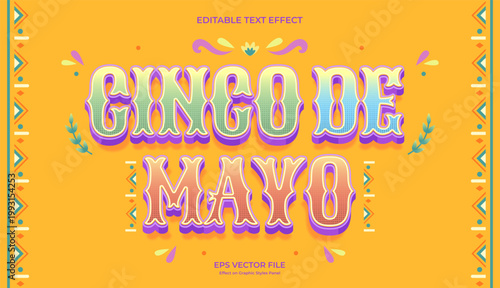 decorative yellow cinco de mayo editable text effect templateMASTER