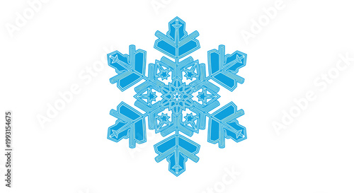 Stylized blue snowflake icon on white background