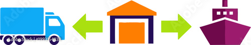 Logistics transportation delivery truck warehouse ship.