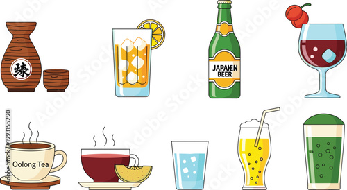 Artisan Italian Coffee and Tiramisu Vector Icon Set Featuring Espresso Cup, Moka Pot, Tiramisu Slice, Ladyfinger, Coffee Bean, and Whipped Cream