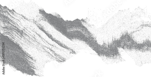 Abstract grey dots forming textured landscape or topographic map contours stippling