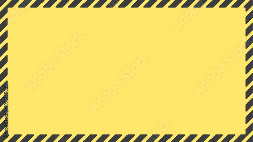 黄色の背景に黒の斜線の枠が付いたフレーム - 防災や警告･危険の注意喚起のバナー素材 - 16:9