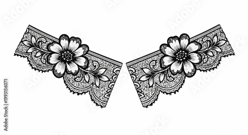 Ornate floral lace collar design with detailed patterns and textures