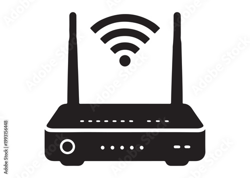 wifi router logo silhouette vector, wireless router logo silhouette vector illustration, wifi logo, network equipment logo silhouette, wifi internet access logo silhouette vector on white background