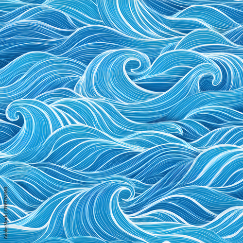 Obraz w ramie seamless wave pattern